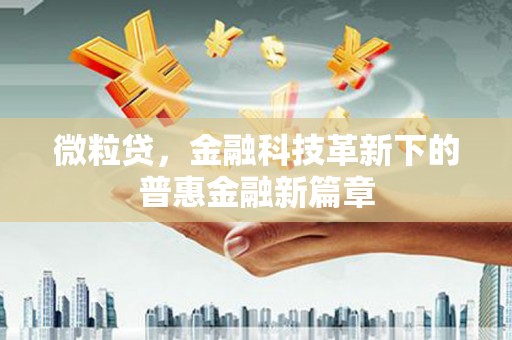 冈山微粒贷，金融科技革新下的普惠金融新篇章