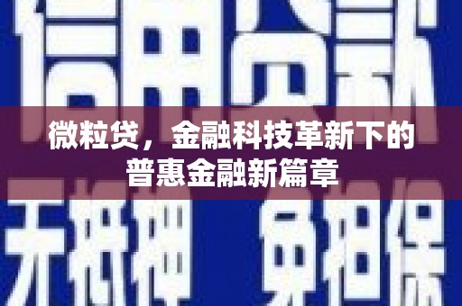 冈山微粒贷，金融科技革新下的普惠金融新篇章